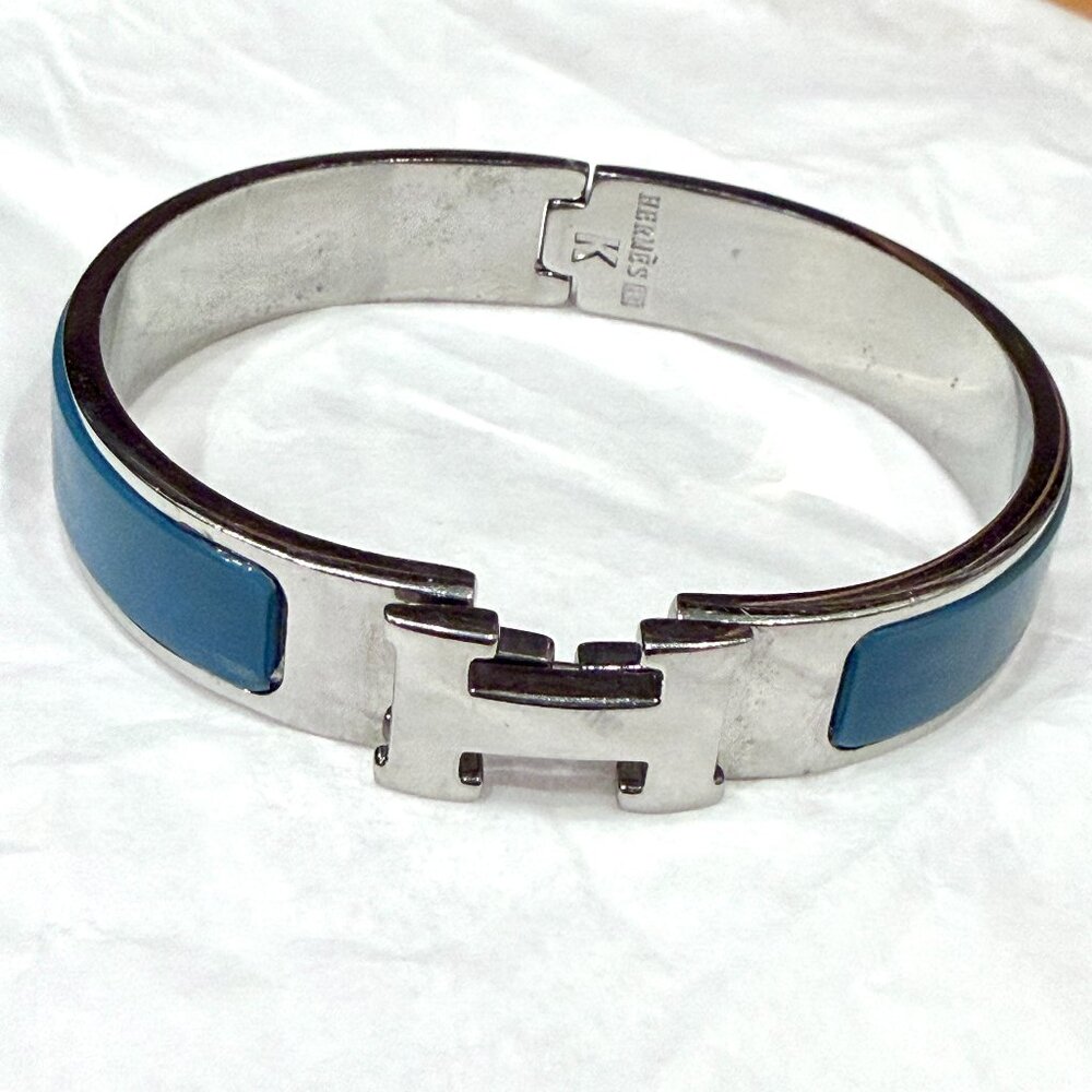 Hermes Clic H Enamel & Palladium Plated Bracelet